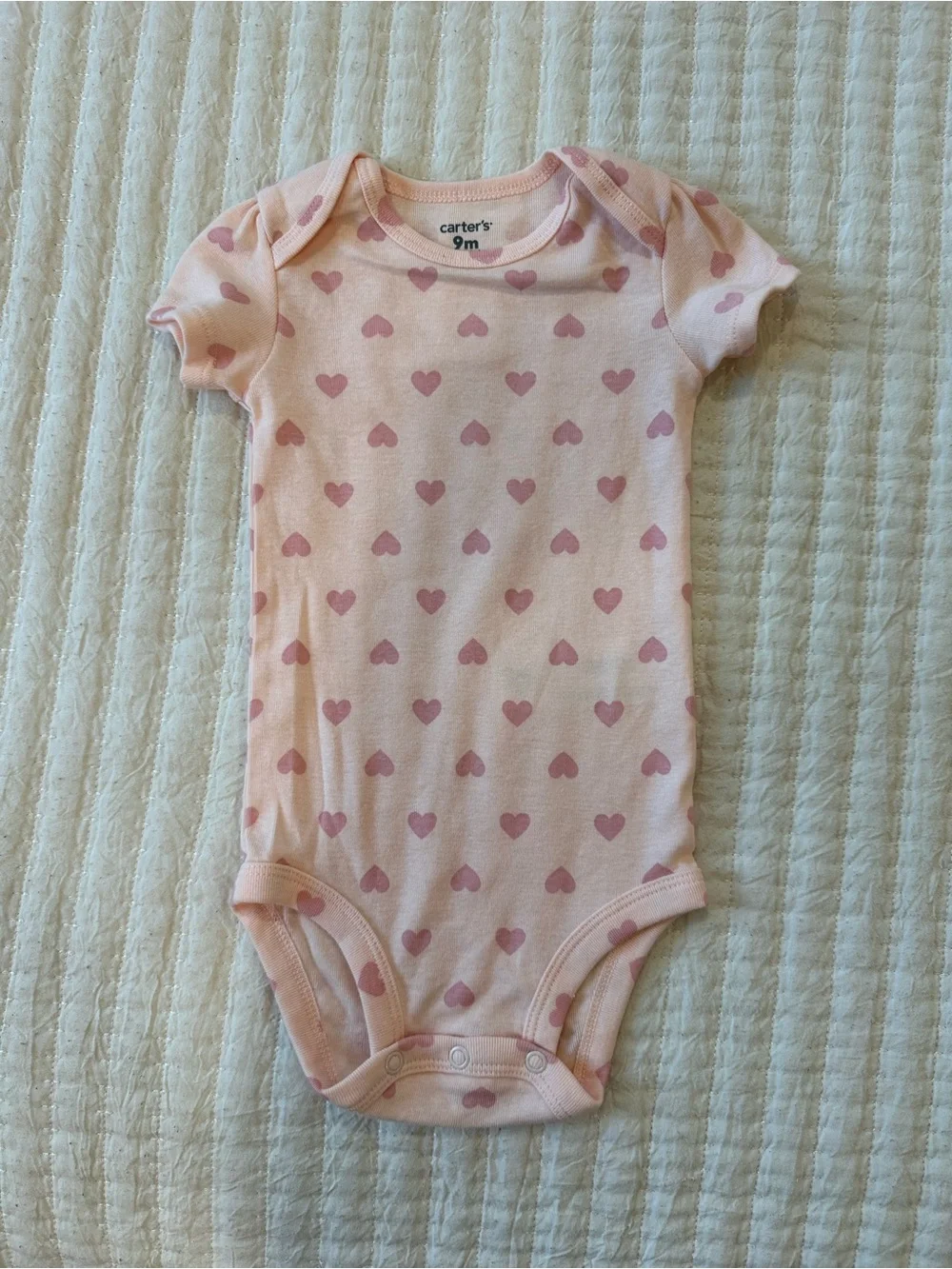 Carter's Pink Heart-Print Short Sleeve Baby Bodysuit